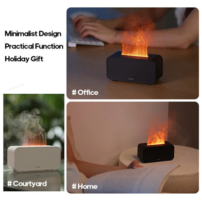 Mini Ultrasonic Aroma Diffuser & Cool Mist Humidifier with LED Flame Effect – Essential Oil Diffuser for Home & Office Ezkrea