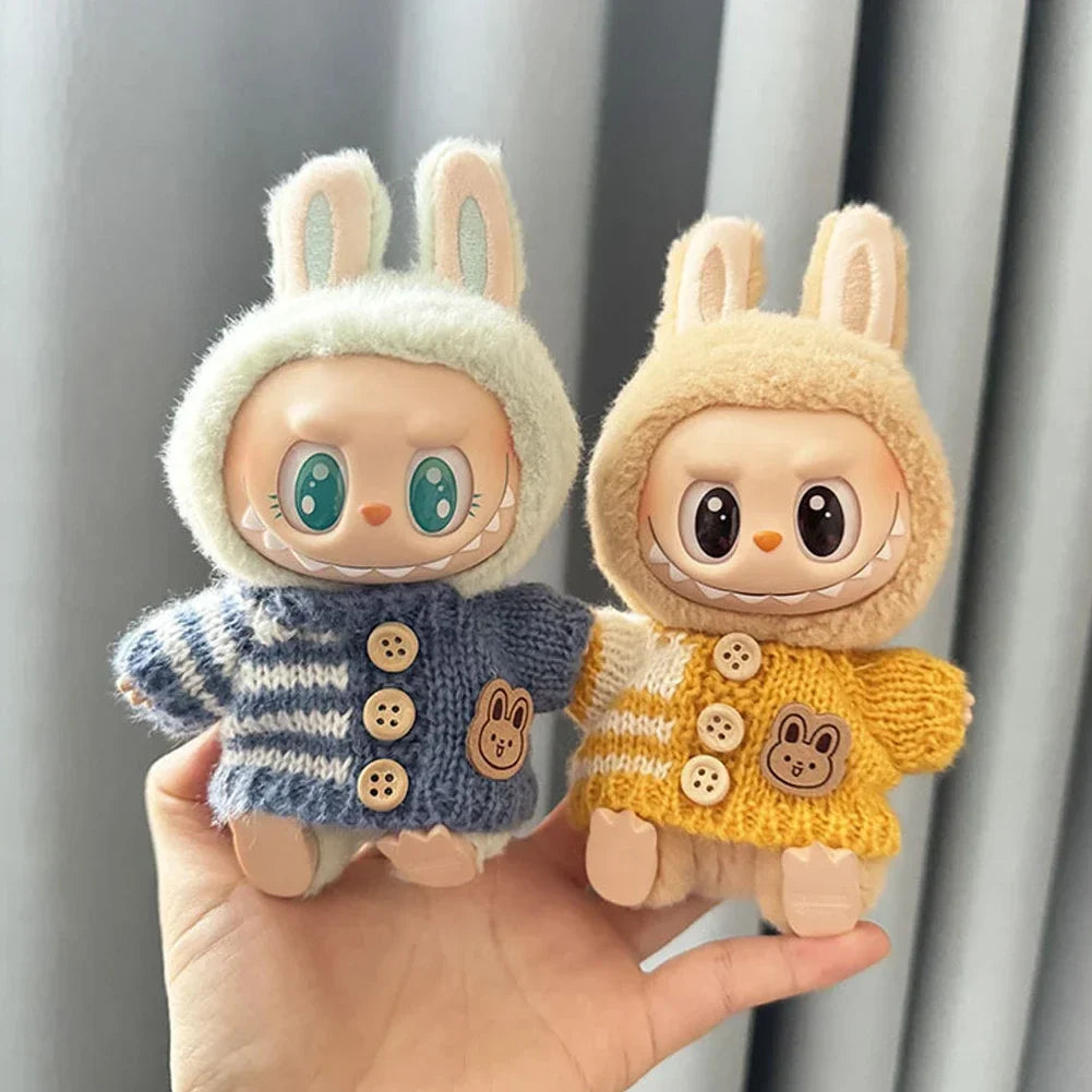 For 15-17 cm v1v2 Labubu Clothes outfit Labubu Sitting Party Bear Label Scarf Hat Bag Dolls Accessories Cute Decoration Ezkrea