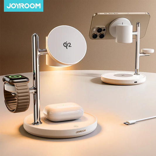 Joyroom 4-in-1 Qi2 Fast 15W Wireless Charger Magnetic Charging Station For iPhone 16-12 Series For iWatch For AirPods 4/3/2/Pro Ezkrea