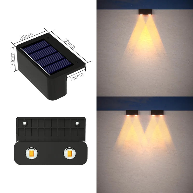 LED Solar Wall Lamp Outdoor Waterproof Up & Down Light for Garden Fence Decoration Ezkrea