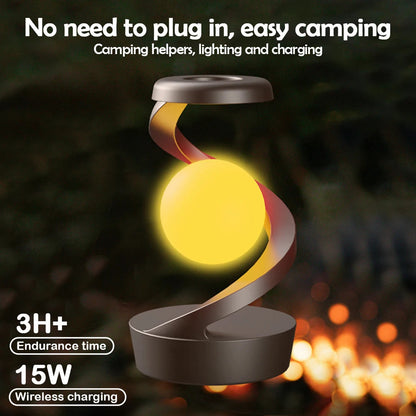 LED 360° Rotating Night Light With Wireless Charger Cordless Desk Lamp Rechargeable LED Levitating Night Light For Living Room Ezkrea