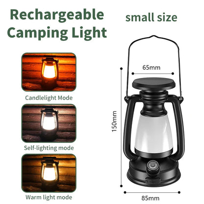 USB Rechargeable & Solar Camping Lantern – Portable Outdoor Tent Light with 3 Dimming Modes & Hanging Design Ezkrea