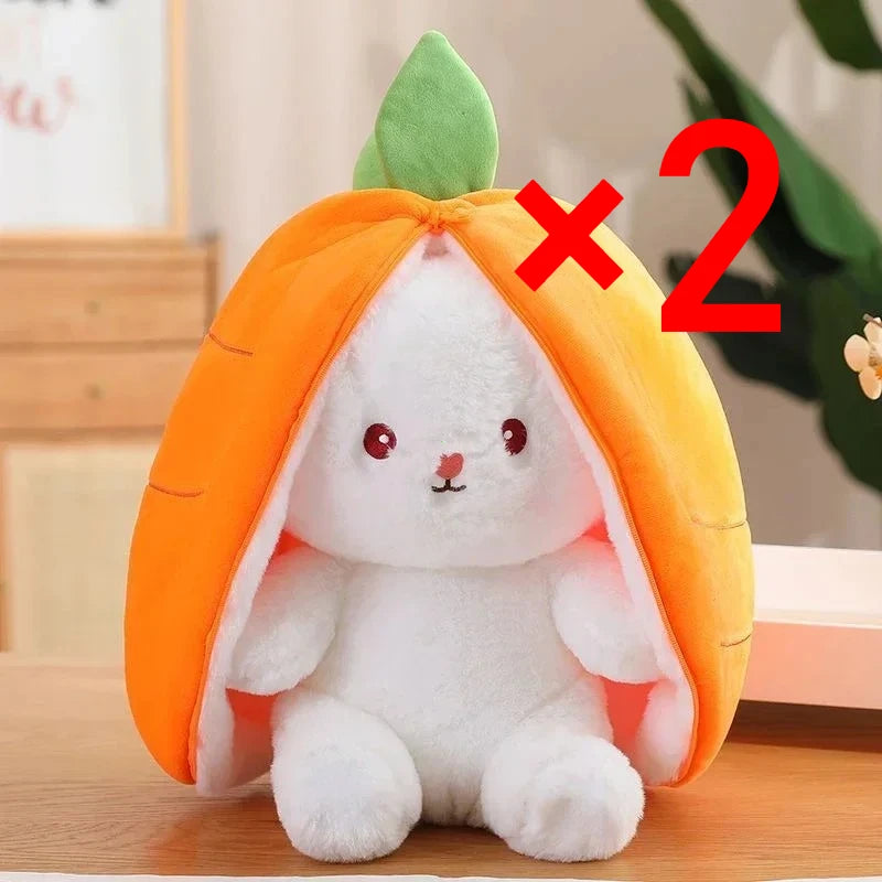 25cm Cute Strawberry Carrot Rabbit Plush Toy Stuffed Creative Into Fruit Transform Baby Cuddly Bunny Doll for Kid Birthday Gift Ezkrea