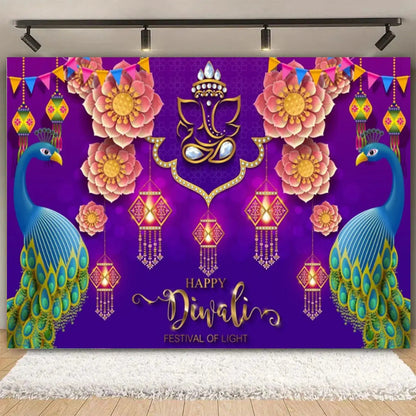 Indian Traditional Backdrop Photo Festival Party Candle Fireworks Mural Hindu Indian Wedding Holi Flower Anniversary Background Ezkrea