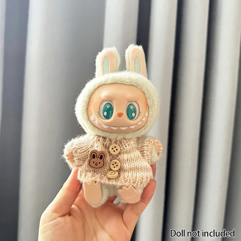 For 15-17 cm v1v2 Labubu Clothes outfit Labubu Sitting Party Bear Label Scarf Hat Bag Dolls Accessories Cute Decoration Ezkrea