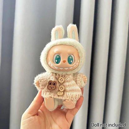 For 15-17 cm v1v2 Labubu Clothes outfit Labubu Sitting Party Bear Label Scarf Hat Bag Dolls Accessories Cute Decoration Ezkrea