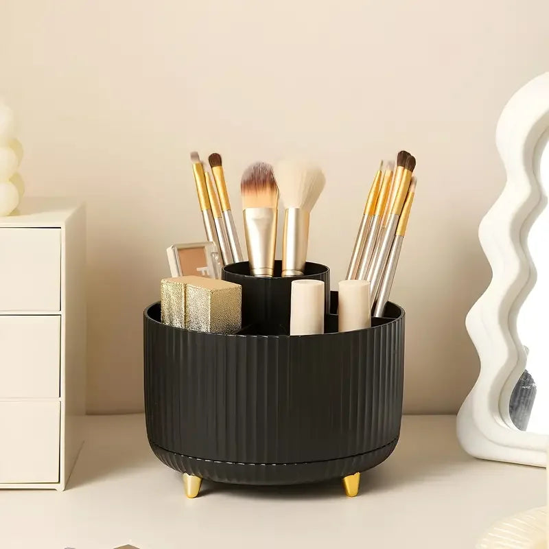 Rotating Makeup Brush Holder 360° – 5 Slot Cosmetic Organizer for Vanity, Desk & Bathroom Storage Ezkrea