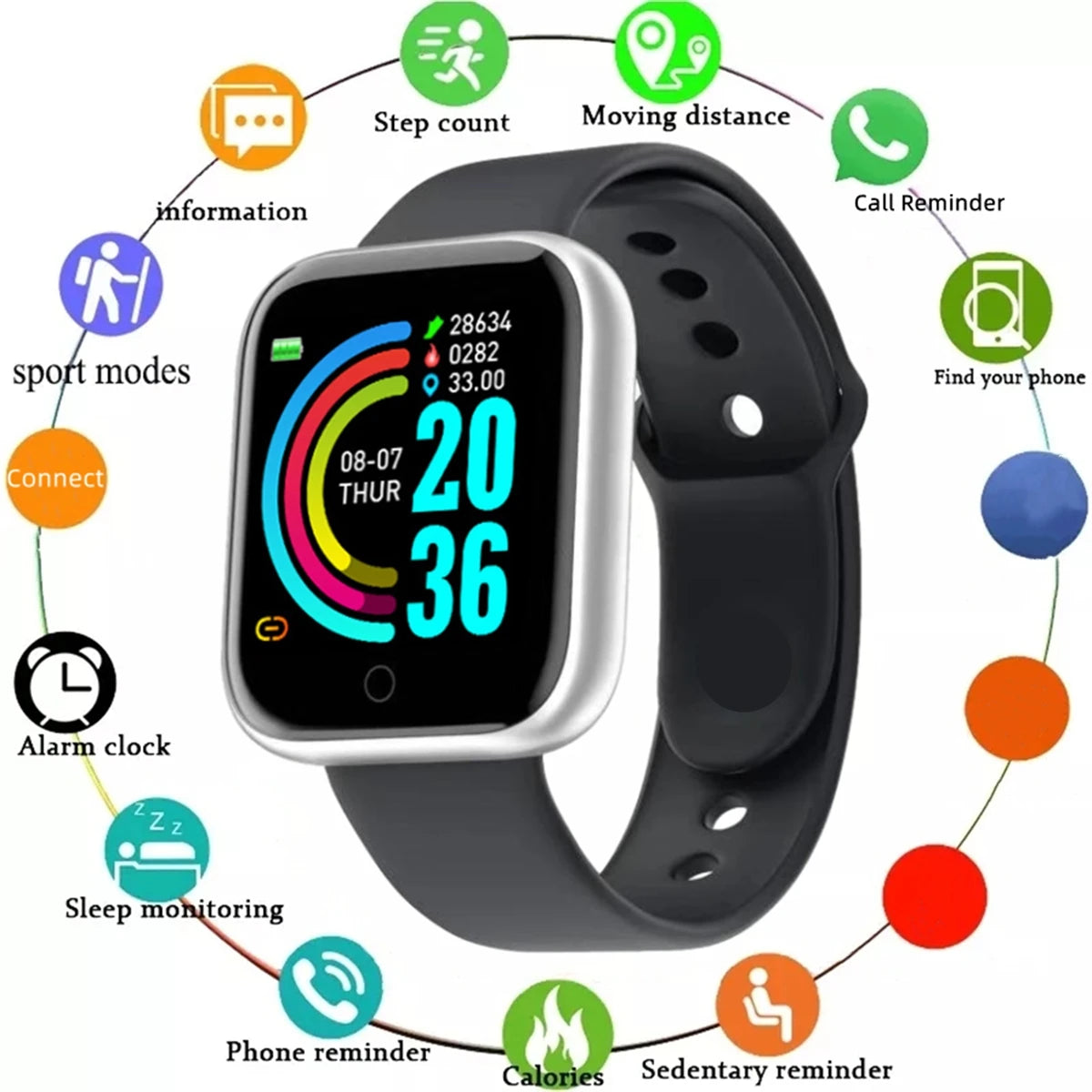 Smartwatch Men Women Wristwatches Smart Watch Message Fitness Monitor Bracelet Birthday Gift Electronic Clock For Android IOS Ezkrea