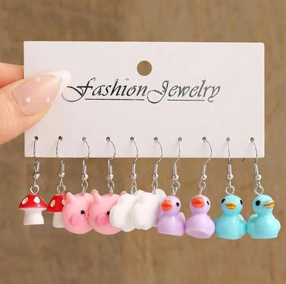 Fashion Sweet Fruit Drink Earrings Set for Women Cute Cartoon Food Ice Cream Donut Funny Resin Earrings Party Jewelry Gift New Ezkrea