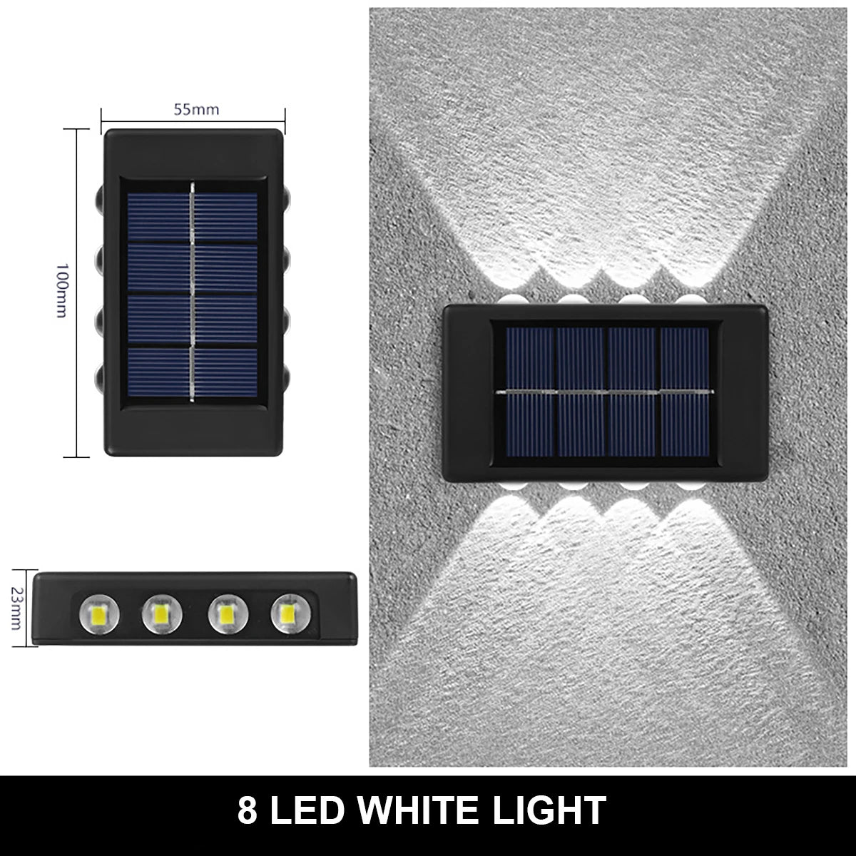 LED Solar Wall Lamp Outdoor Waterproof Up & Down Light for Garden Fence Decoration Ezkrea