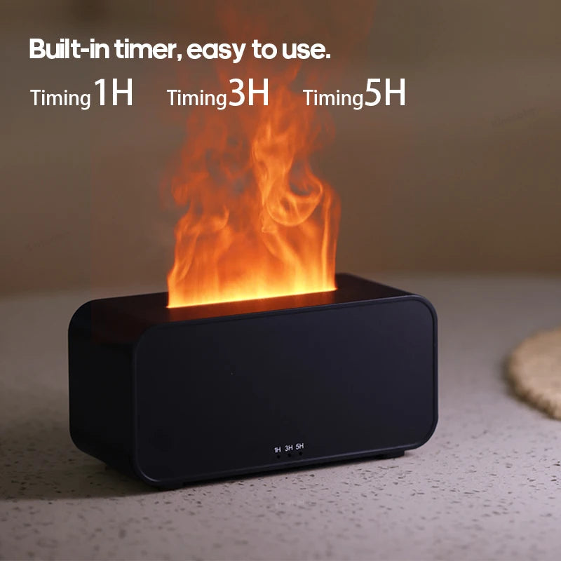 Mini Ultrasonic Aroma Diffuser & Cool Mist Humidifier with LED Flame Effect – Essential Oil Diffuser for Home & Office Ezkrea
